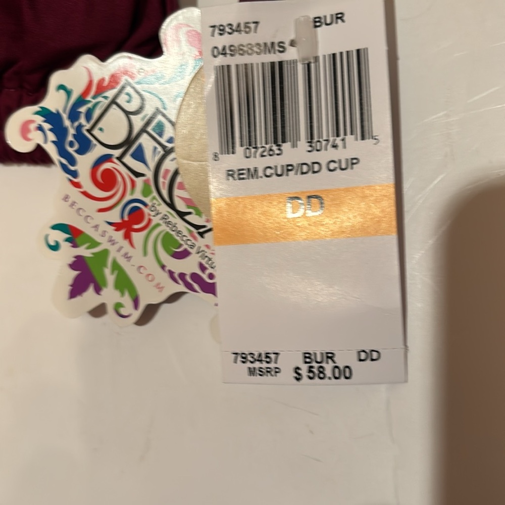 NWT BECCA Deep Burgundy Bikini Top DD swim swimsuit top - Picture 4 of 8
